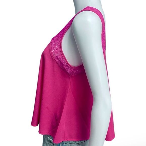 Eyeshadow Fuschia Pink Crop Swing Tank Polyester Crochet Sz M - Picture 3 of 6